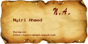 Nyiri Ahmed névjegykártya